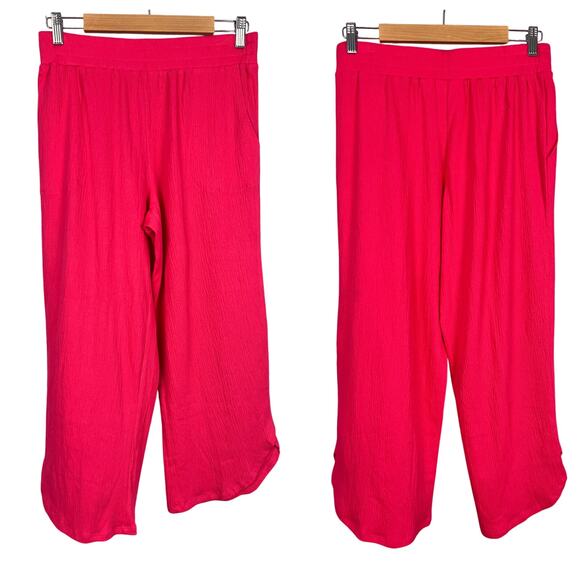 BELLE by‎ KIM GRAVEL Women S Pink Packabelle Gaucho Resort Pull On Cropped Pants - Picture 1 of 13